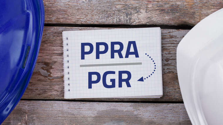 Imagem de dois capacetes em uma base de madeira, Substituição da PPRA pela PGR Famma Medicina.